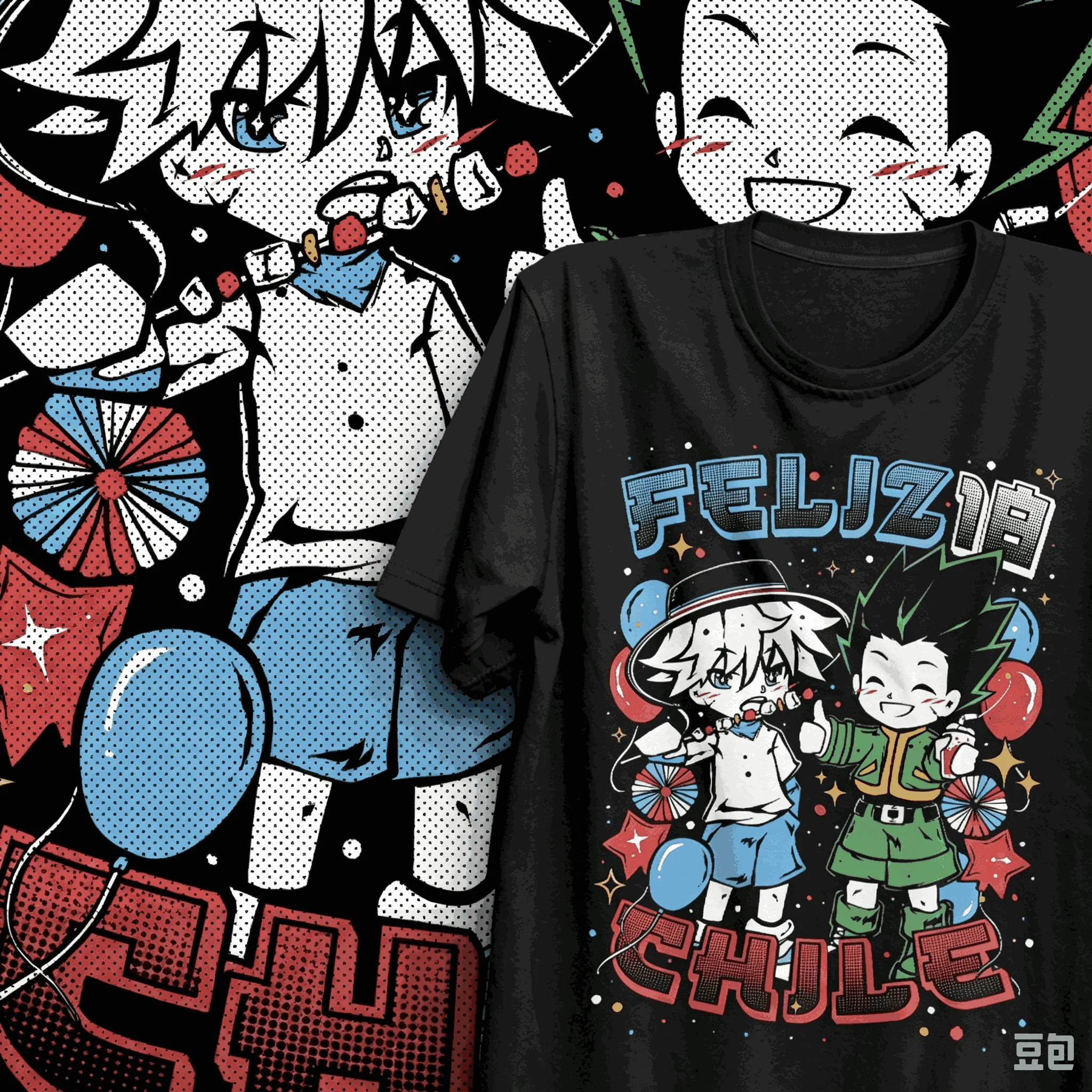 Hunter X Hunter Gon Killua Festive Cartoon Graphic T‑Shirt Men Women Anime Print Short Sleeve Tee Unisex Manga Streetwear Tops