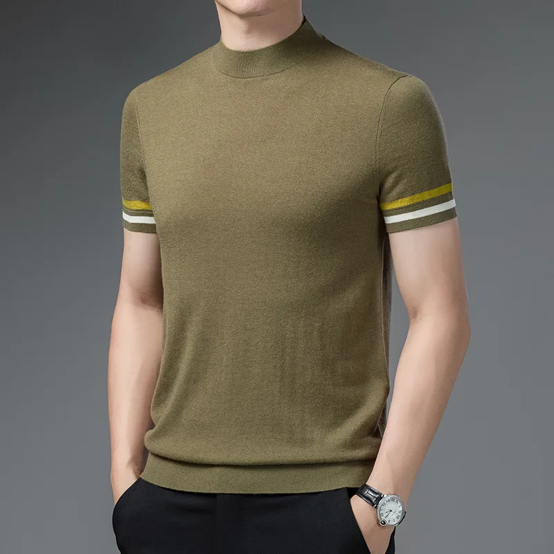 ٪ الصوف قصيرة الأكمام جولة الرقبة سترة صوف سترة الرجال ربيع الخريف الشتاء نمط الصوف قصيرة الأكمام محبوك العرق #1