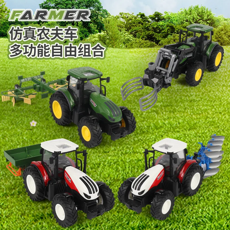 RC Farm Tractors Car 1/24 Radio Controlled Cars and Trucks 2.4G with Light Simulated Engineering Truck Model Toys for Children