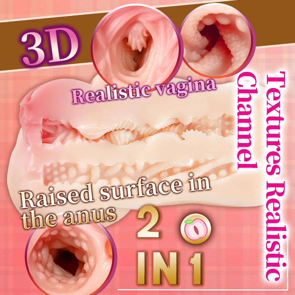 Taza masturbadora masculina con Vagina Artificial 3D, Manual, portátil, suave, Vagina de bolsillo, masturbación, juguete sexual para hombres