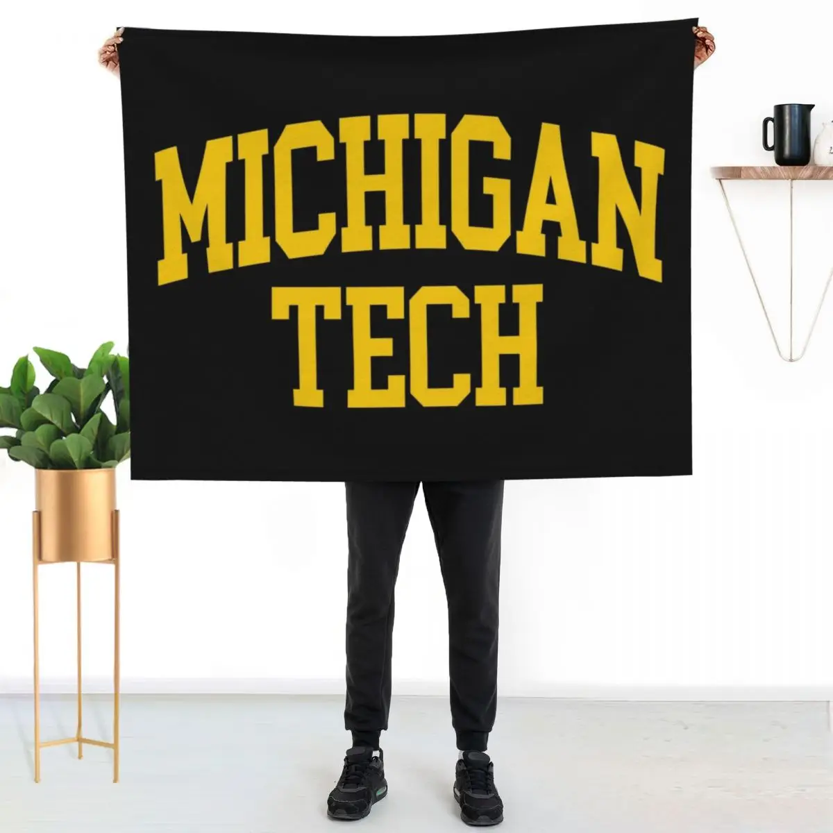 michigan tech - college font curved Throw Blanket funny gift Baby Luxury Brand Winter beds Giant Sofa Cute Blankets
