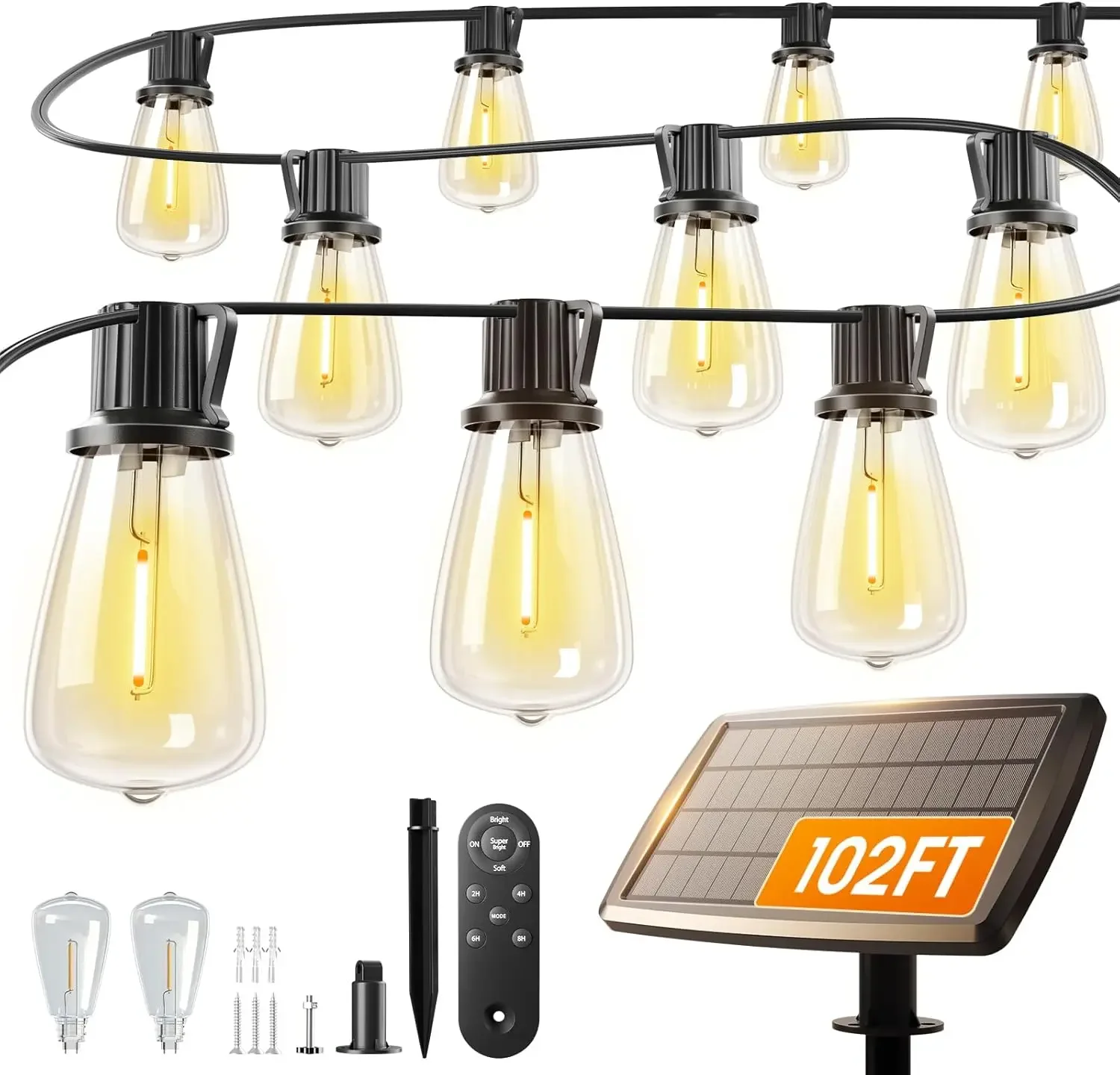 

Уличные солнечные гирлянды с 48 светодиодами, регулируемой яркостью, водонепроницаемые, для патио, сада, двора, длиной 102 фута, долговечные, для использования на улице.