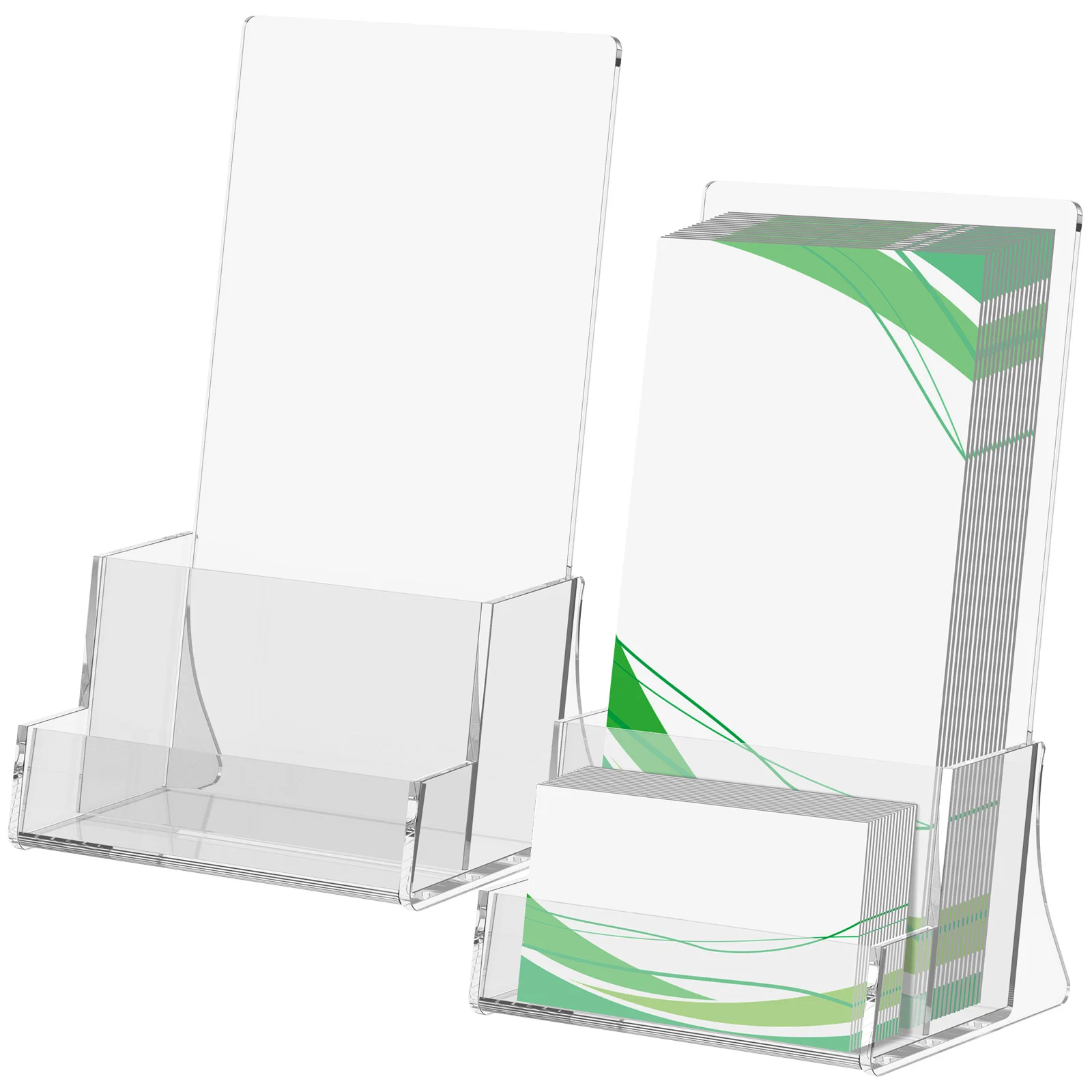 2 Stück Acryl-Prospekthalter 4,45"/9" Transparenter Prospektständer Broschüren- und Visitenkartenständer für Zeitschriften Büro