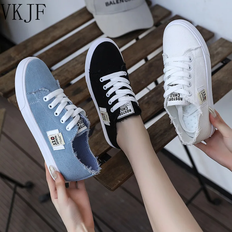 2023 Women Casual Shoes New Spring Women Shoes Fashion Denim White Blue Black Sneakers Breathable Women Sneakers