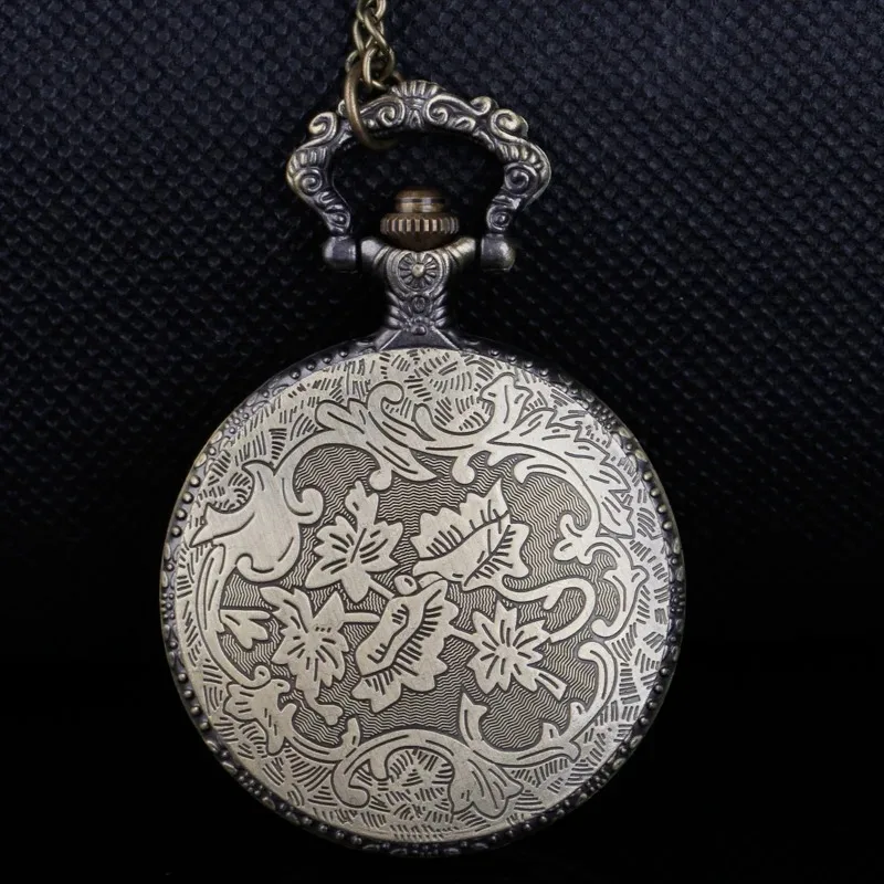 ブロンズゴージャスなカラーブロックローマンデジタルダイヤルクォーツスチームパンク懐中時計男性と女性のネックレスペンダントチェーンギフト付き