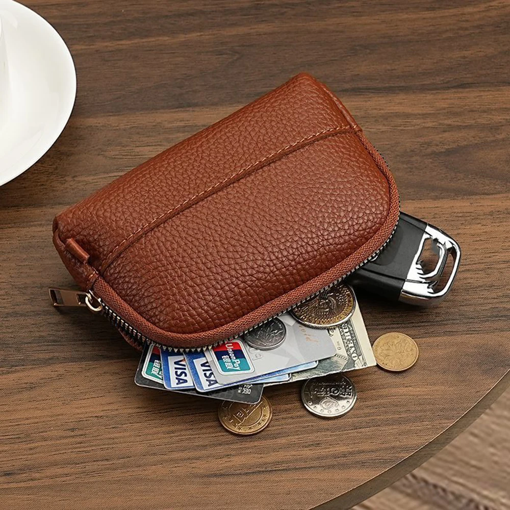 Vintage Zipper Coin Purse Short Wallets Simple PU Leather Mini Clutch Card Holder Portable Small Wallet Money Bag for Women Men