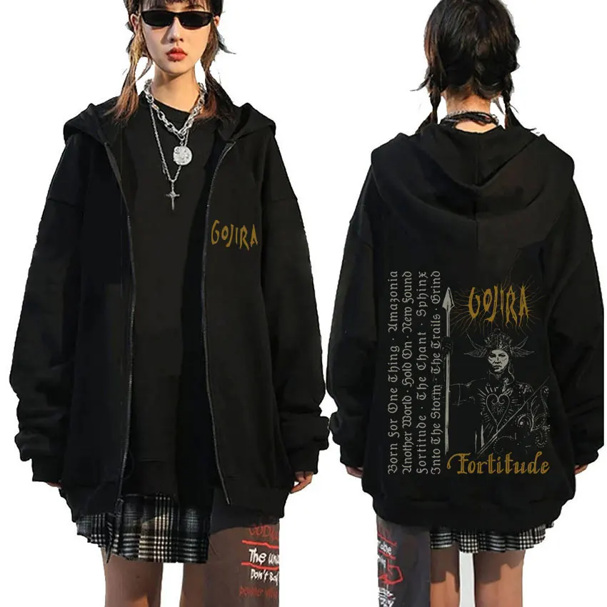 

Limited Metal Band Gojira Fortitude Print Zipper Hoodie Men Women Fashion Vintage Rock Streetwear Male Casual Zip Up Jacket Coat