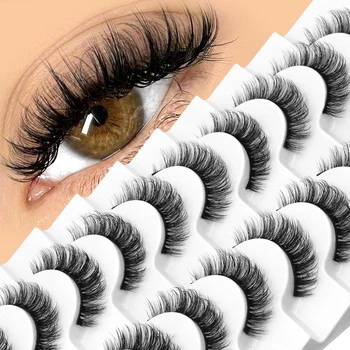 VELTRINAY Faux Mink Cat Eye False Lashes - 3D Wispy Fluffy Set 1