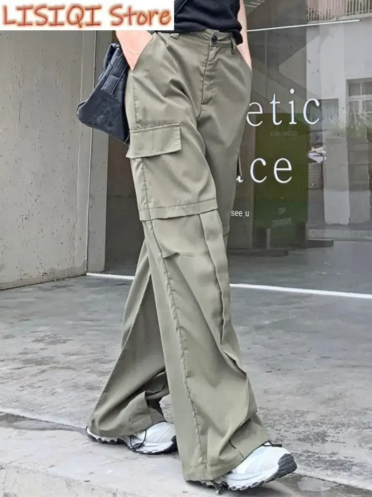 New High Street Fashion Cargo Pants Women Pockets Korean Style Casual Baggy Pants Female High Waist Designer Vintage Pants