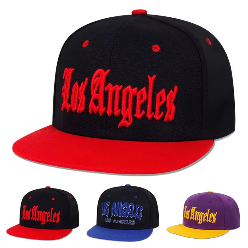 Unisex-Hip-Hop-Hüte mit Los-Angeles-Stickerei, für Frühling und Herbst, verstellbare, lässige Snapback-Baseballkappen, Sonnenschutzhut für den Außenbereich – Detail 1