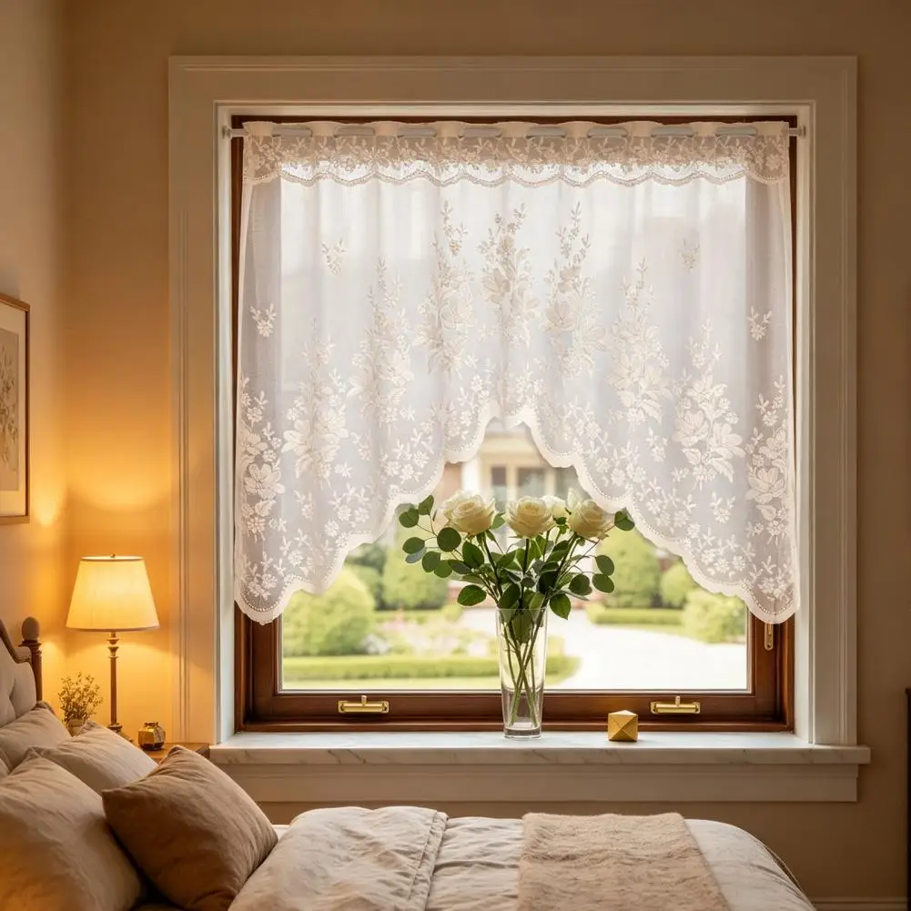 Rod Pocket Window Valance Modern Decor Window Valance Rustic Farmhouse Window Valance Floral Rod Pocket Curtain Swag Light
