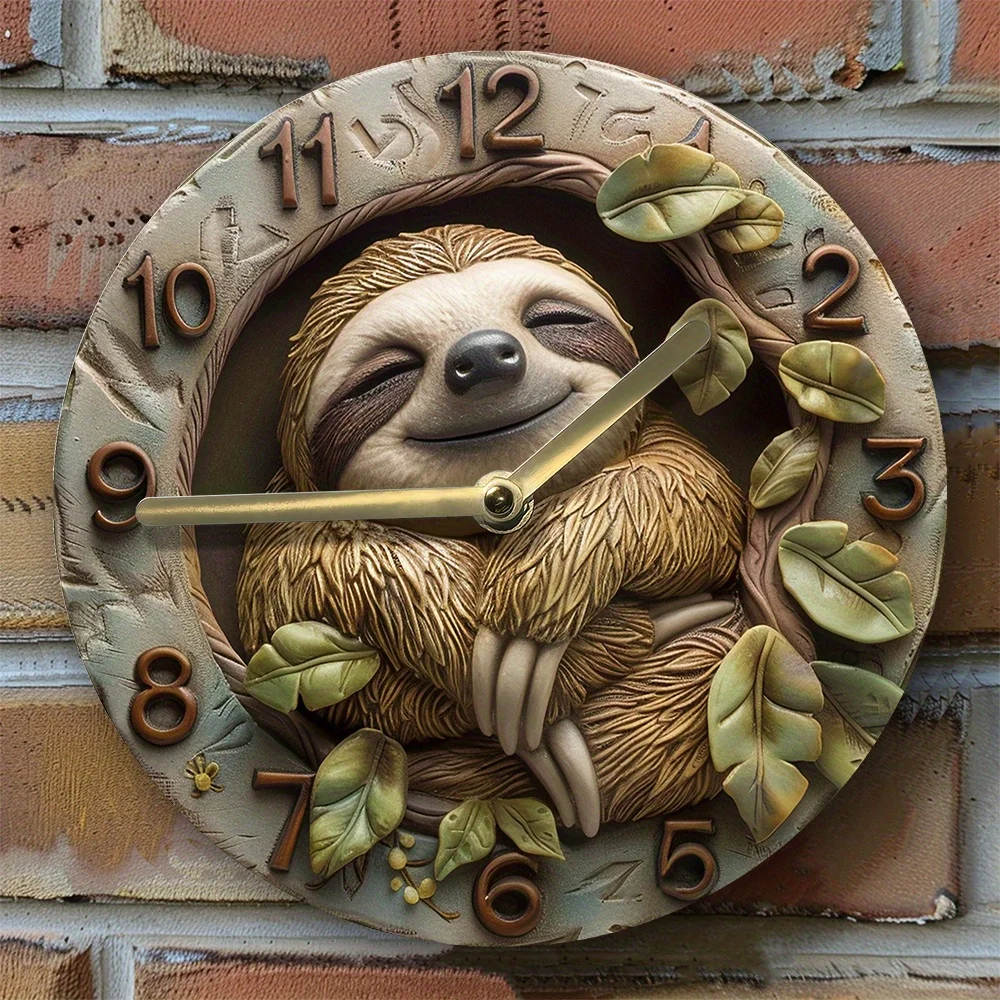 2D Effects Sloth Wall Clock: DIY Assembly Kit - Create & Enjoy-High-Definition Printing - Perfect for Summer Dormitory Decor