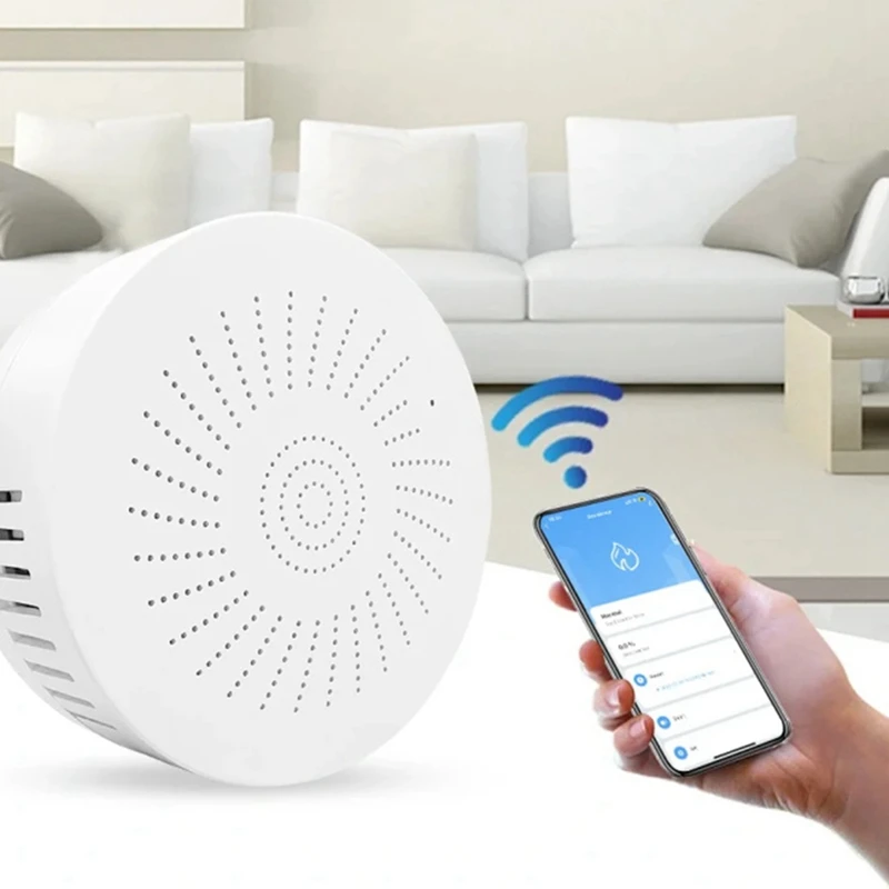 เครื่องตรวจจับก๊าซไวไฟแบบไร้สายระบบสมาร์ทโฮมไฟสัญญาณเตือนรีโมทแอปอัจฉริยะ85DB เซ็นเซอร์ป้องกันความปลอดภัย