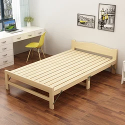 Folding bed, single bed, solid wood bed, lunch break, office rest