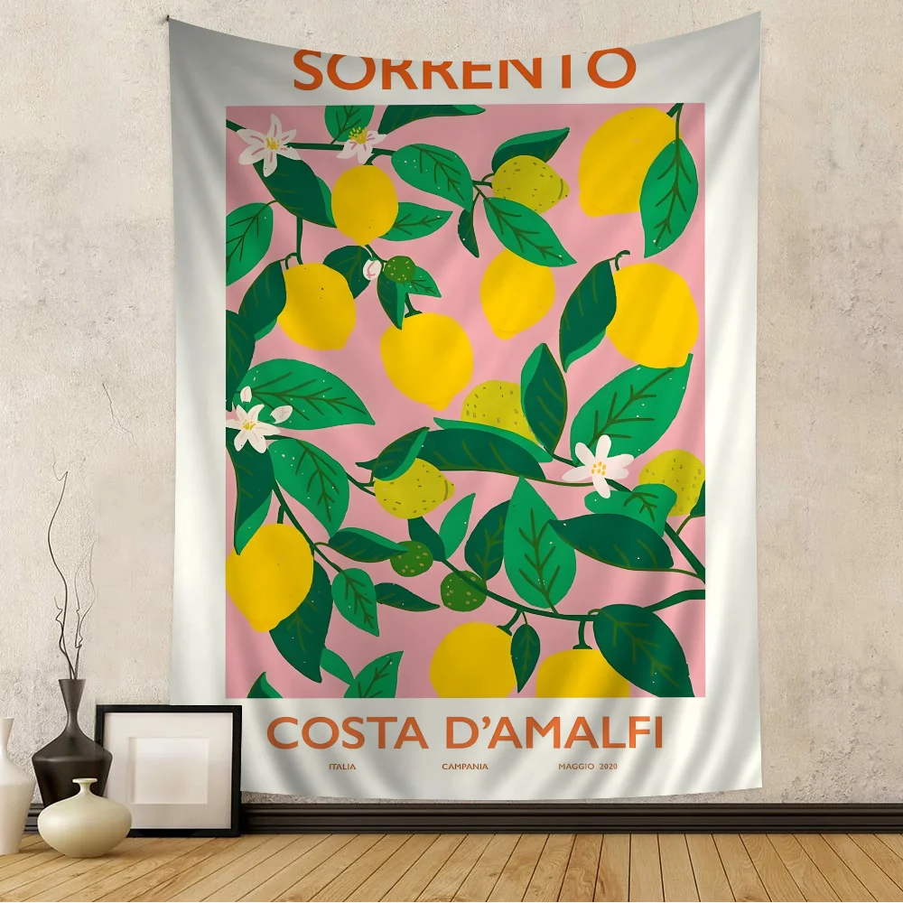 

Fruit Market Cherry Lemon Pear Banana Orange Colorful Tapestry Wall Hanging Home Decoration Hippie Bohemian Decoration