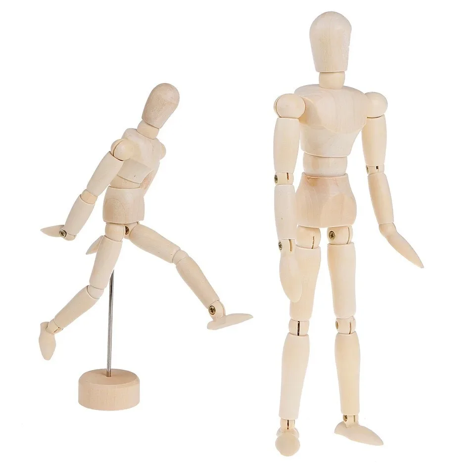 Comic Sketch Art Puppet Man Flexible Movable Humanoid Wooden Man Painting Model Draw Action Toy Body Desktop Ornaments Gifts