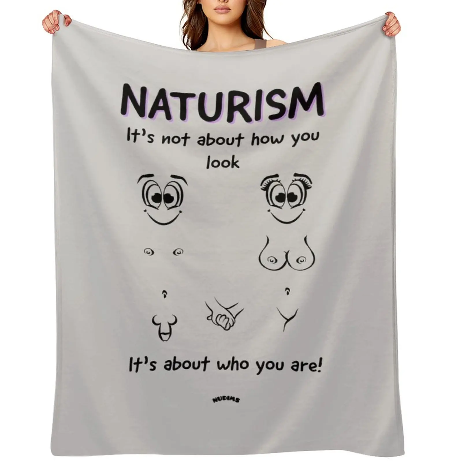 

Naturism It's not about how you look - couple front Throw Blanket Luxury Brand Bed linens wednesday Flannel Fabric Blankets