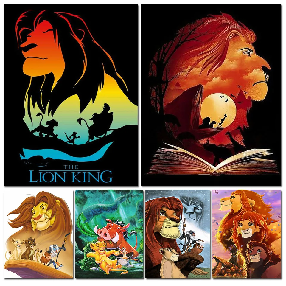 Disney Simba Diamond Painting New 2023 5D Full Round Drill Mosaic Embroidery Cartoon Animal Home Deocr The Lion King Kits