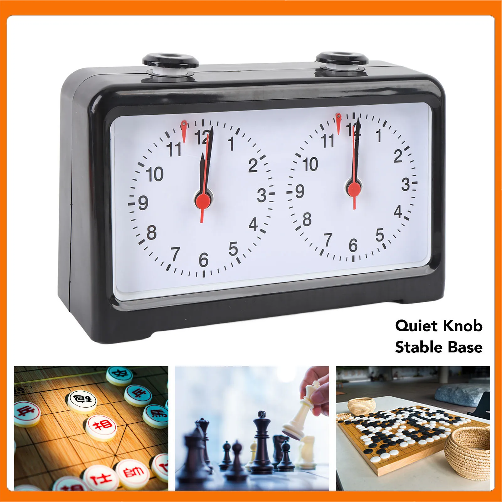 Schachuhr, professioneller Aufzieh-Multifunktionsmechanismus, tragbar, groß, leicht ablesbare Zifferblätter, chinesisches Schach, mechanischer Timer