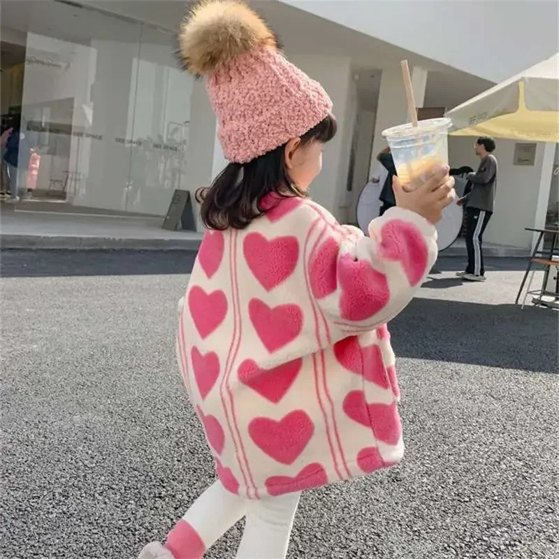 Children Clothing 2024 Autumn Winter Girl Lamb Wool Coat New Fashion Baby Girl Korean Style with Velvet Thick Wool Padded Jacket