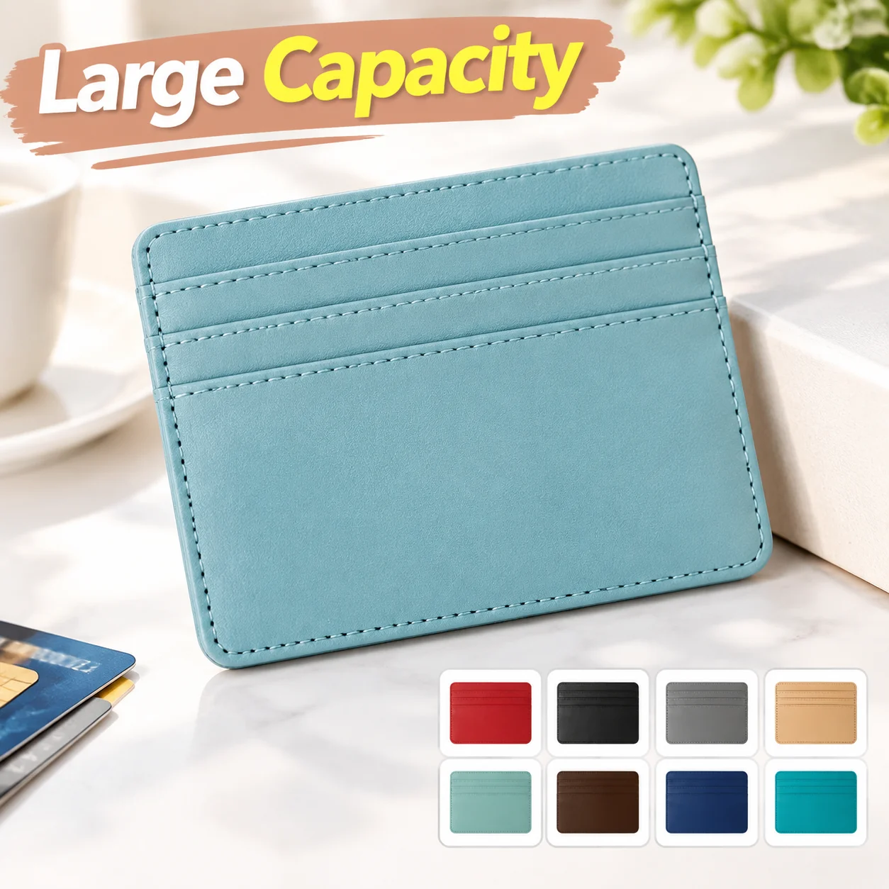 Large Capacity Card Holder for Women Multiple Card Slots Premium PU Leather Slim Credit Card Case Wallet Organizer