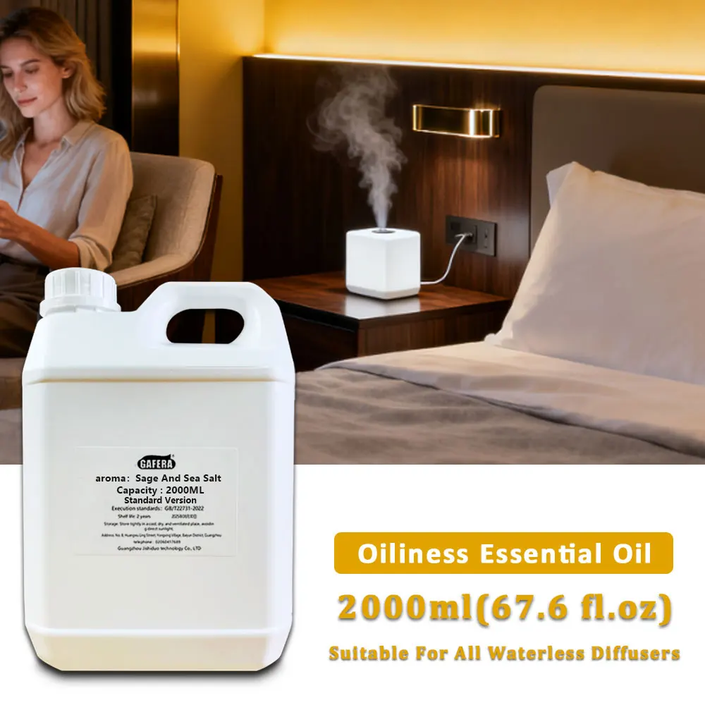 GAFERA 2000ml (67.6 fl.oz) Sage And Sea Salt Essential Oils - For All Waterless Diffuser, Fragrance Machine Replenish Aroma Oil