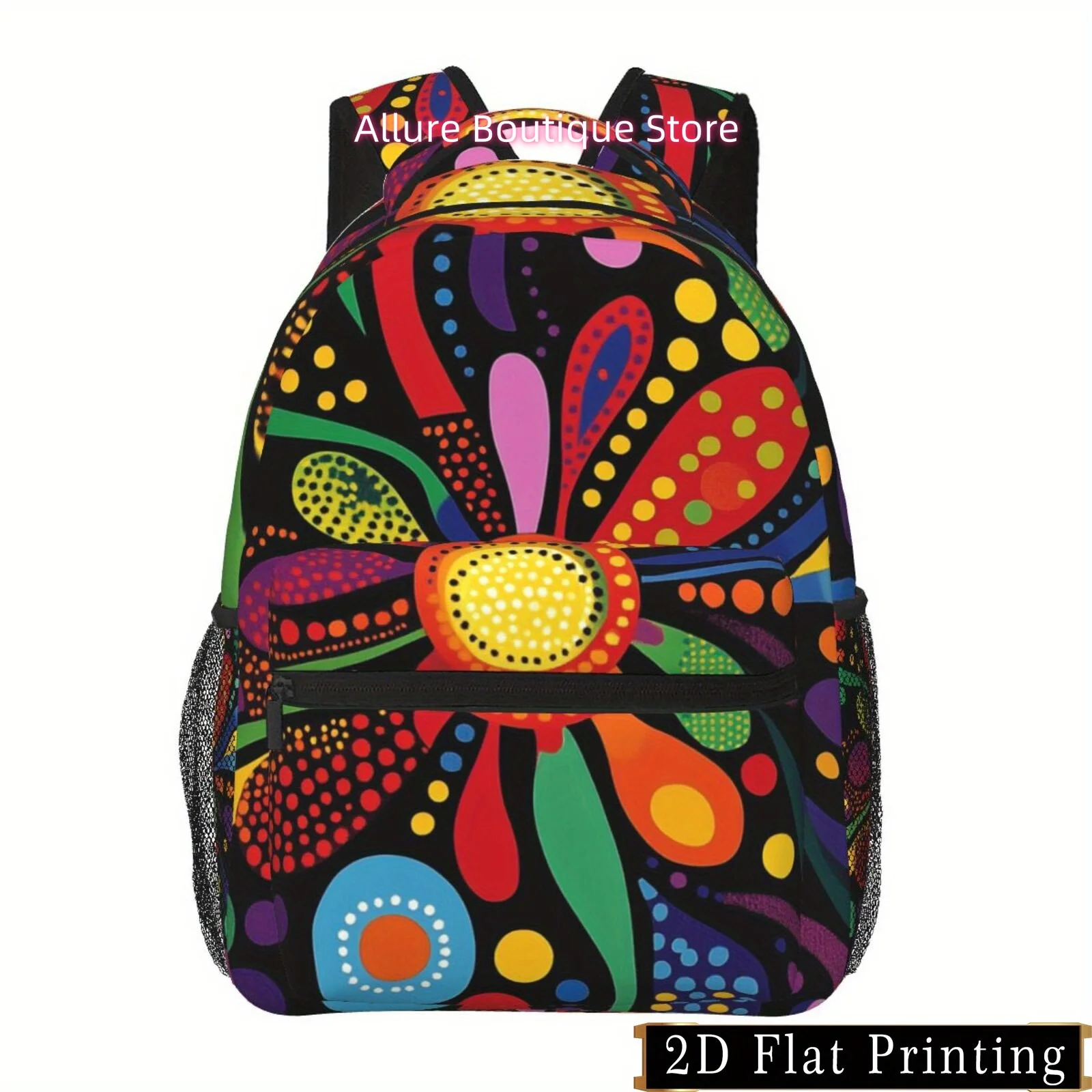 

Colorful Floral Print Pattern, Shoulder Strap Backpack with Waist Protection, Fashionable iPad Laptop Backpack, Large Space, Mul