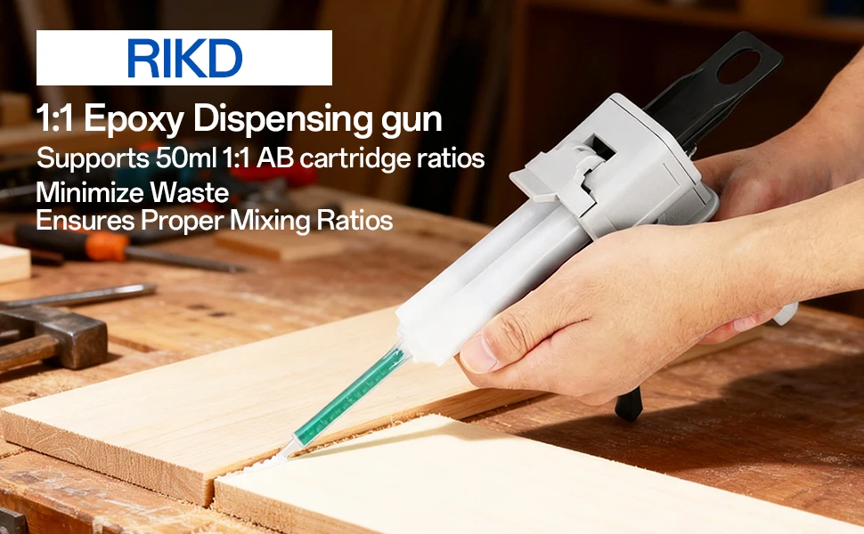 50ml AB Zweikomponenten-Klebstoffpistole, Epoxidharz-Misch- und Dosierpistole, 1:1/2:1 Mischungsverhältnis, Dichtstoff-Dosierpistole für Doppelkartuschen – Detail 1