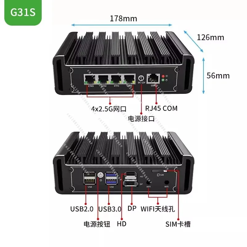 Quad Network J6412 N150 Industrial Computer J5005 Quad-core 6305 N100 Mini Computer 4 Network Soft Routing ROS Firewall