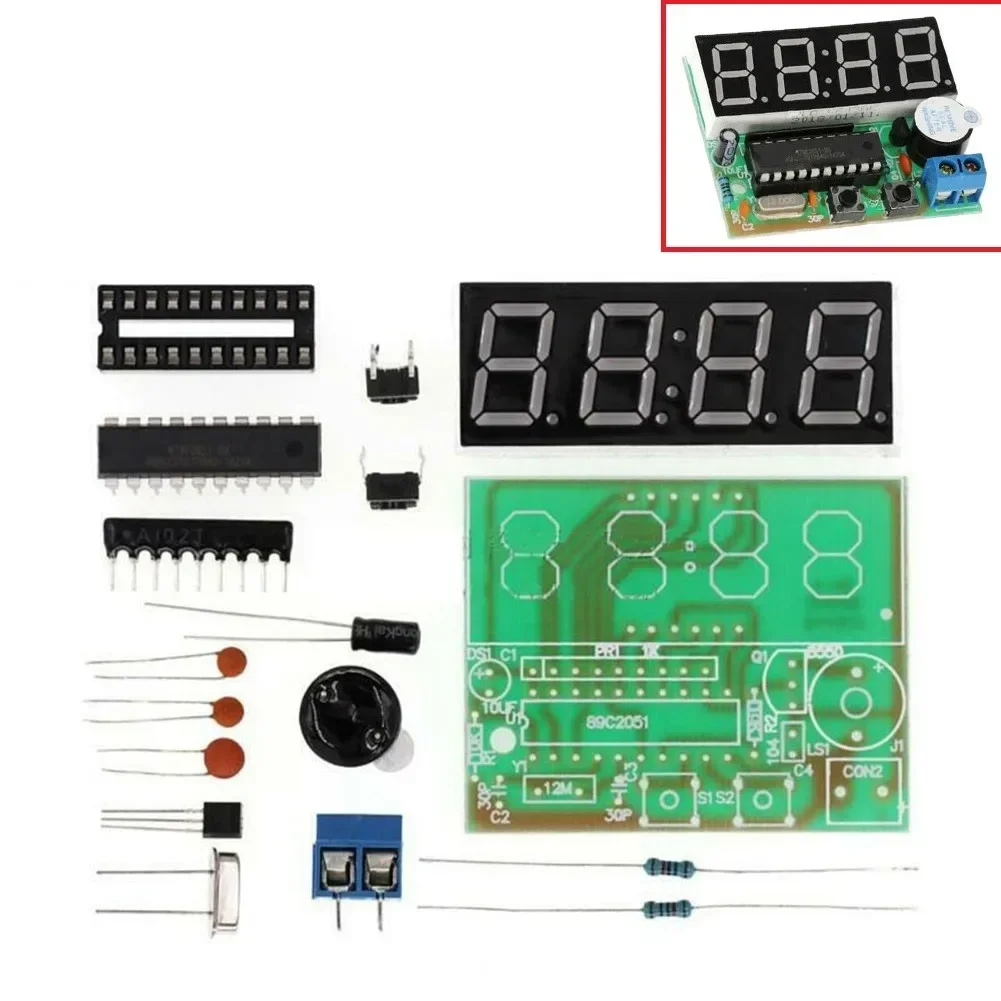 4-bit Digital Clock DIY Soldering Practice Kit, Great School Science Project Practice Soldering Skills LED Display Digital Clock