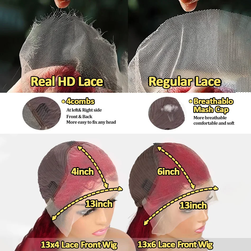 99J الأحمر مجعد الباروكات الجسم موجة الدانتيل الجبهة الباروكات 250 الكثافة 30 34 بوصة بورجوندي 13x6 Hd الدانتيل أمامي باروكة من شعر طبيعي البرازيلي النساء