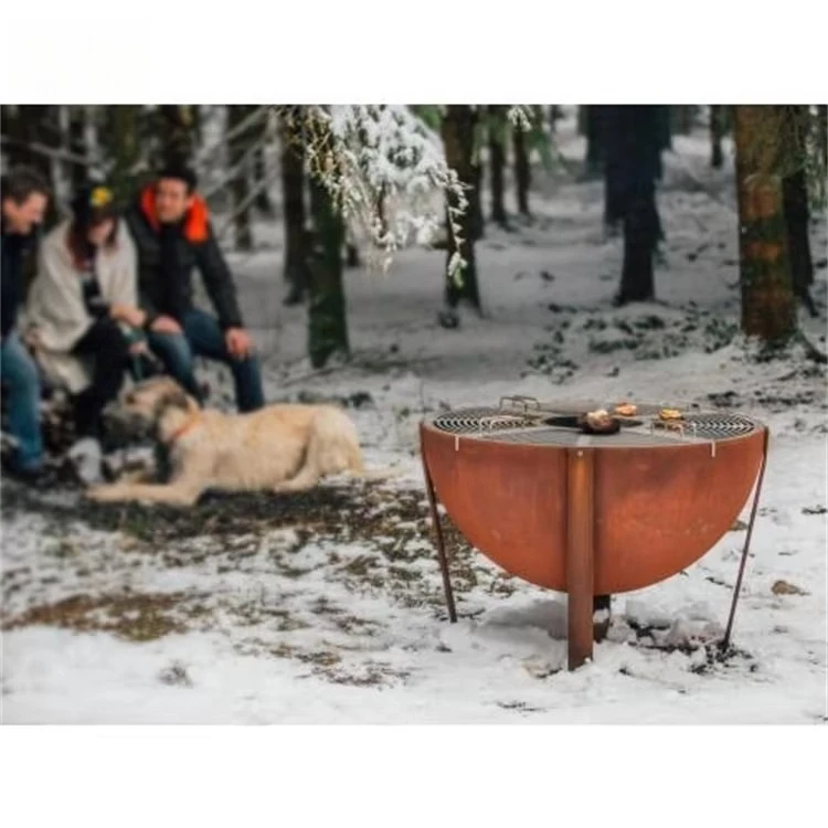 เตาบาร์บีคิวสำหรับตั้งแคมป์ เตาไฟสำหรับทำอาหาร พร้อมตะแกรงสำหรับย่างแบบใช้ฟืน