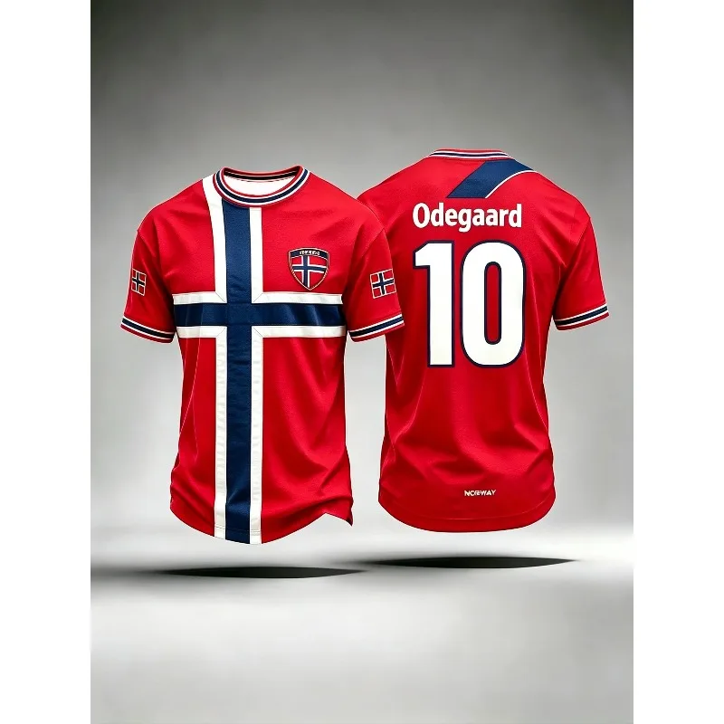 Unisex Norwegian Fan Haaland No.9 Inspired Norway 3D Print Football Training T‑Shirt Breathable Comfort Family Sports Jersey
