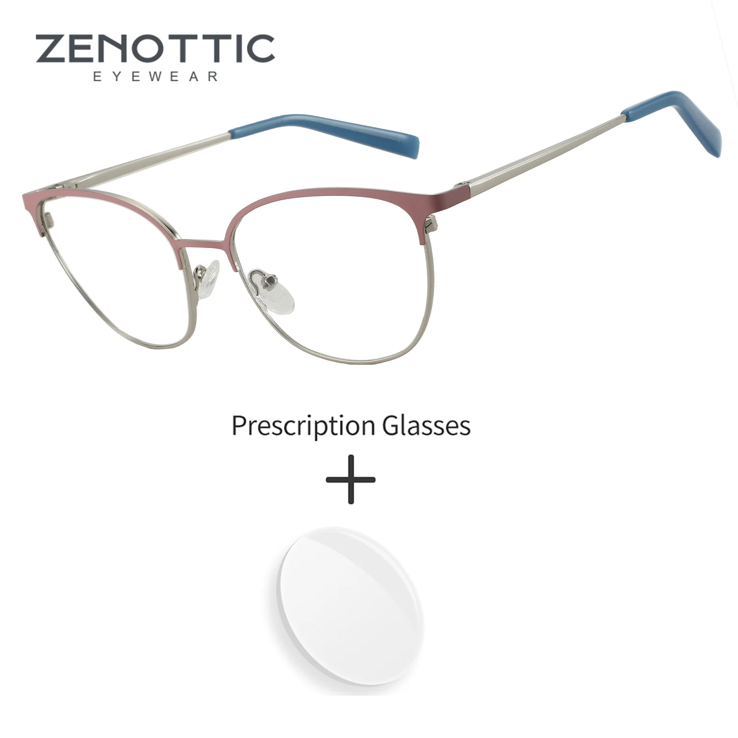 ZENOTTIC Women Prescription Glasses Metal Butterfly Shape Anti Blue Ray For Digital Eye Strain Clear Eyeglasses Dioptric