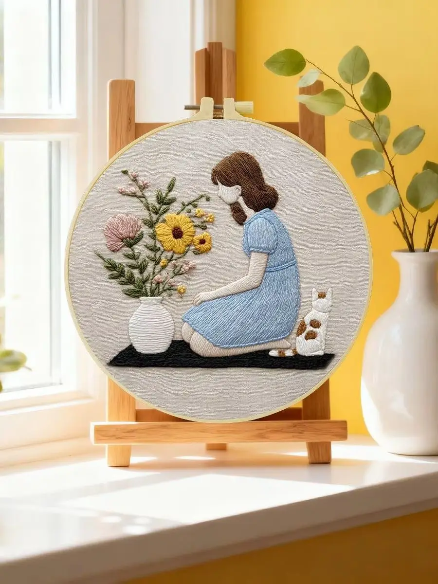 1 Stück 20X20CM/15X15CM 7,87/6,3 Zoll Stickerei-Starter-Kit DIY-Kit DIY-Stickerei-Set Handarbeiten Nadelkunst Malerei – Detail 6