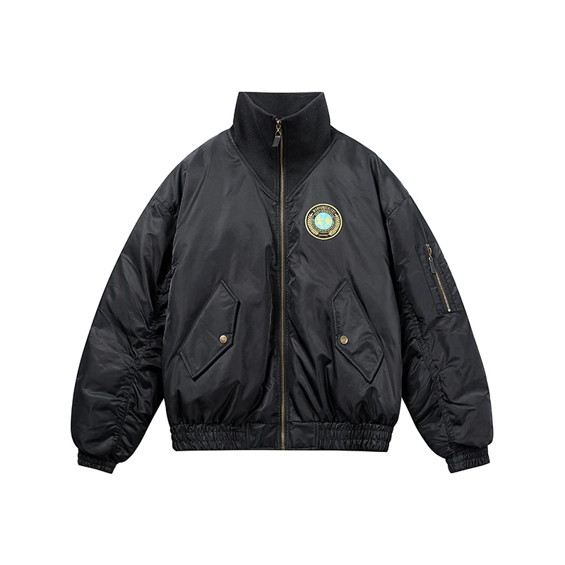 

Men Cityboy Thick Coat Outerwear Winter Streetwear Fashion Hip Hop Loose Casual Warm Padded Cotton Bomber Parkas Jacket