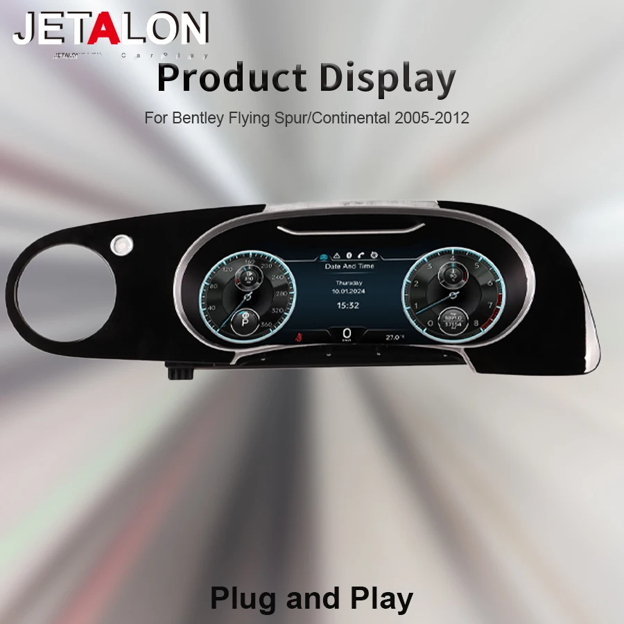 12.3''LHD RHD Digital Instrument Speedometer For Bentley Flying Spur/Continental 2005-2012 Carplay LCD Cluster Dashboard Panel