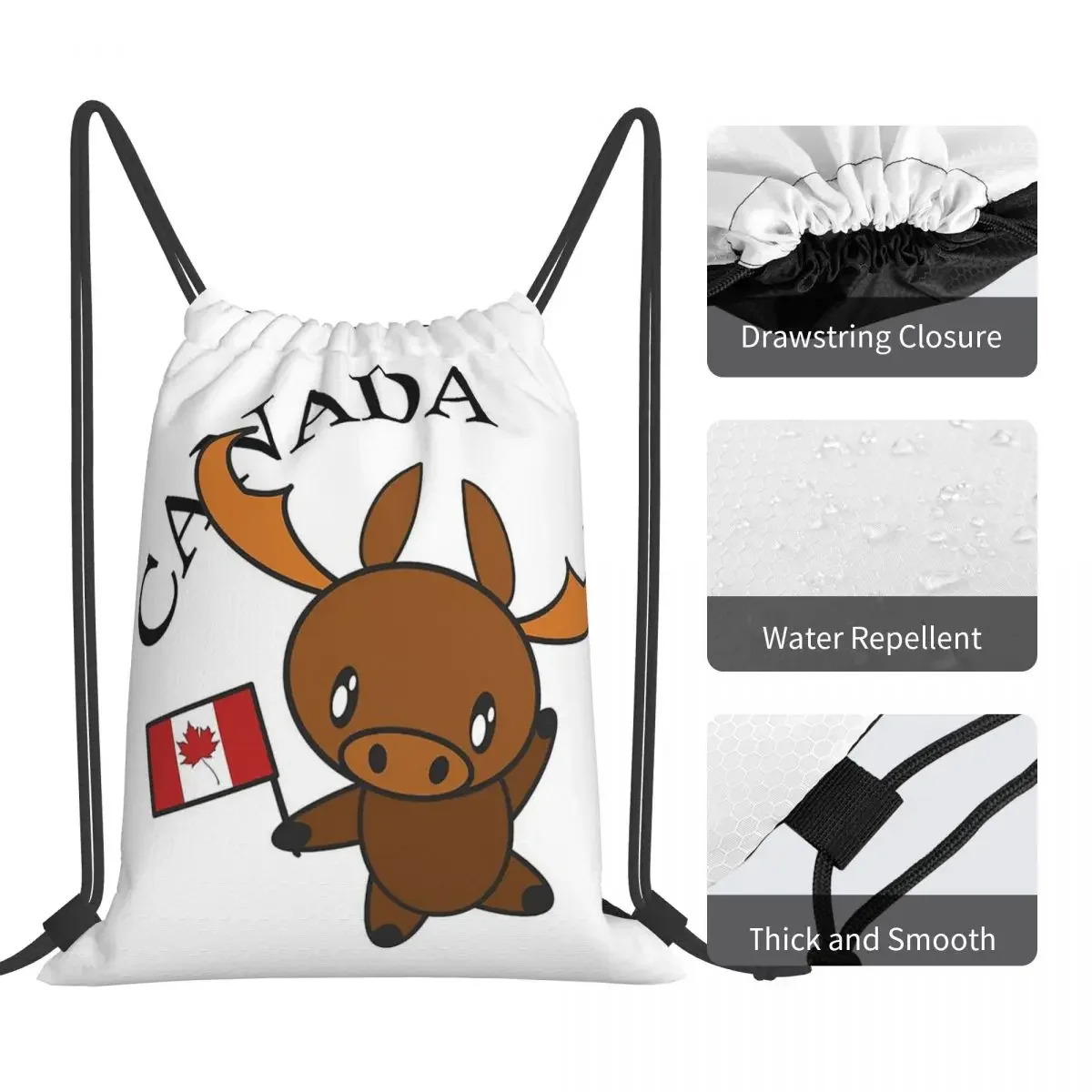 Mochilas portáteis de dança canadense Moose, Drawstring Bundle Pocket Storage Bag, Bookbag para homens e mulheres, estudantes