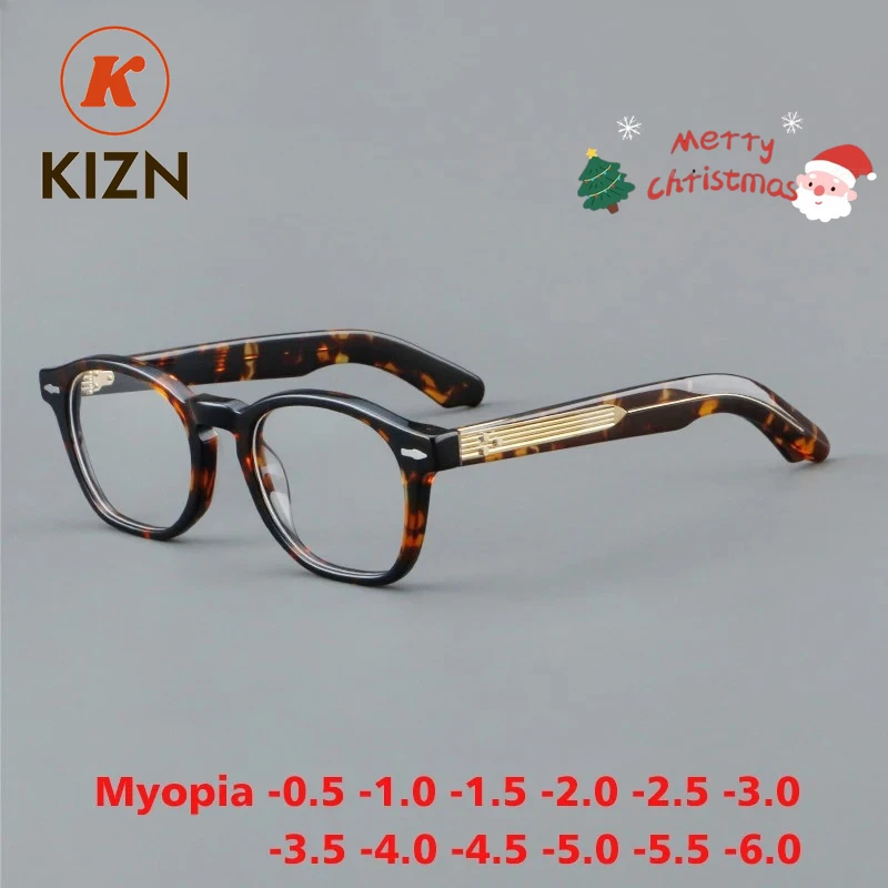 KIZN خمر قصر النظر نظارات إطار الرجال وصفة طبية النظارات النساء مخصص البصريات الرجعية الفاخرة النظارات -0.50 إلى -10