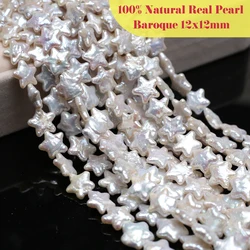 Baroque 100% Natural Freshwater Pearl Star Shaped Beads 12x12mm Charms for DIY Women Men Necklace Jewelry Making Accessories