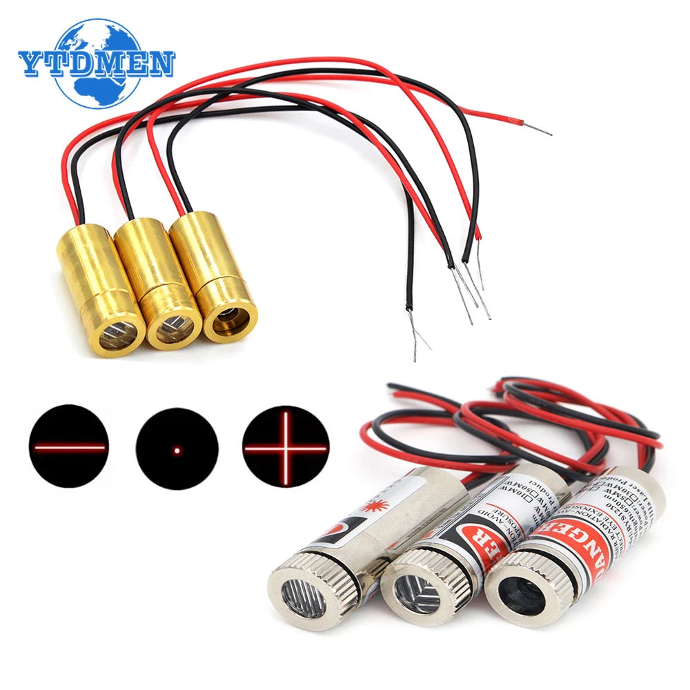 650nm 5mW Red Point / Line / Cross Laser Module Head Glass Lens Focusable Laser Diode Industrial Class