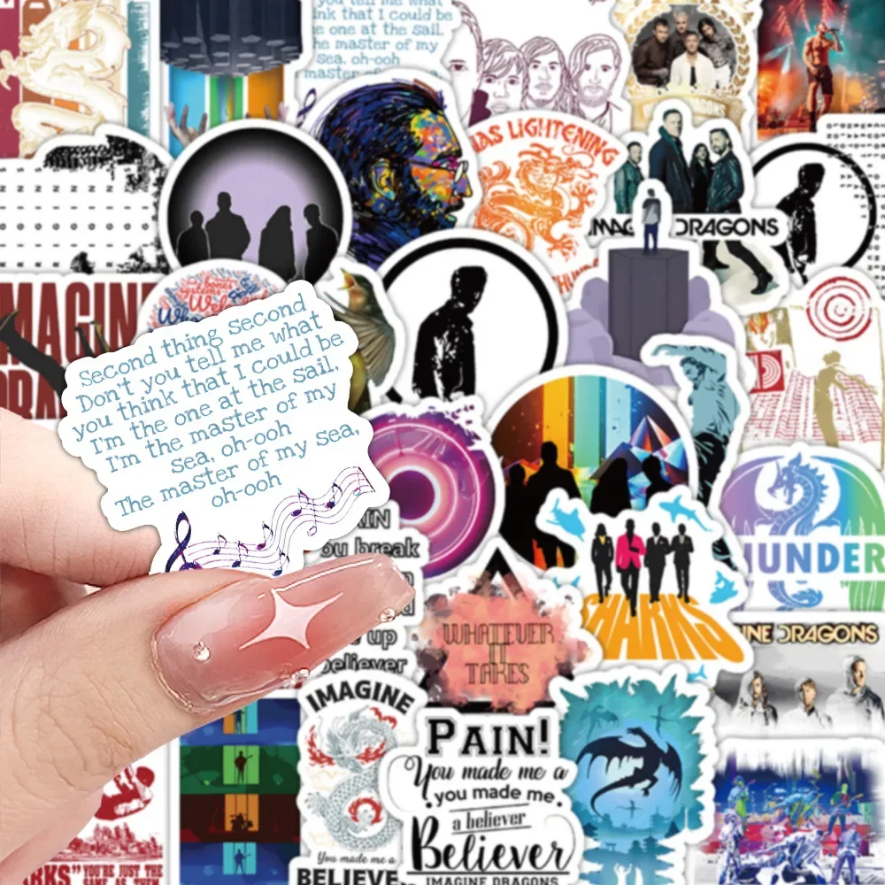 60 قطعة من ملصقات الكتابة على الجدران الإبداعية من Imagine Dragons مقاومة للماء DIY ملصقات للهاتف المحمول المزخرفة ملصق الأمتعة لحساب اليد #5