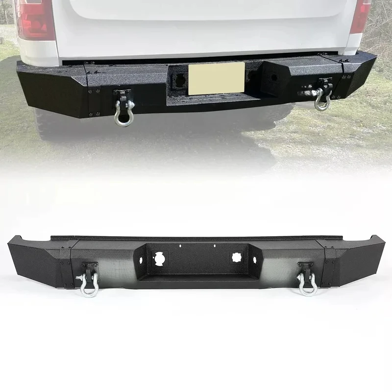 

Black Steel Rear Bumper, Heavy-Duty Construction, Direct Replacement, 2007-2013 Models