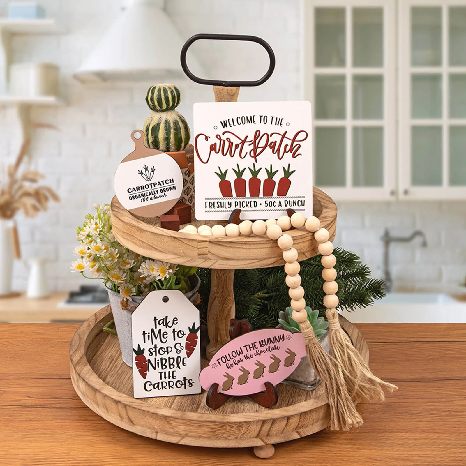 New Easter Bunny Radish Pattern Tabletop Wooden Trinket Cute Easter Bunny Easter Rabbit Easter Decoration Easter Decoration 2024