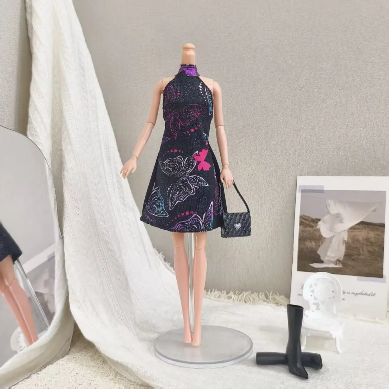 Retro Chinese-style Butterfly Irregular Pattern Dress For 1/6 FR Babi Supermodel Doll Dress Up 30cm Doll Clothes Accessories