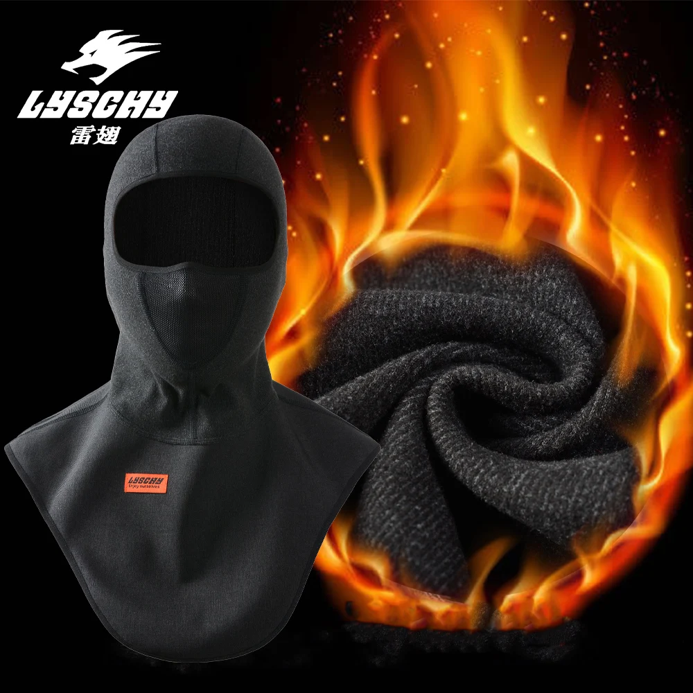 Lyschy Winter Balaclava Motorcycle Mask Fleece Thermal Full Face Mask Plus Velvet Warm Liner Bib Moto Riding Biker Skiing Masks