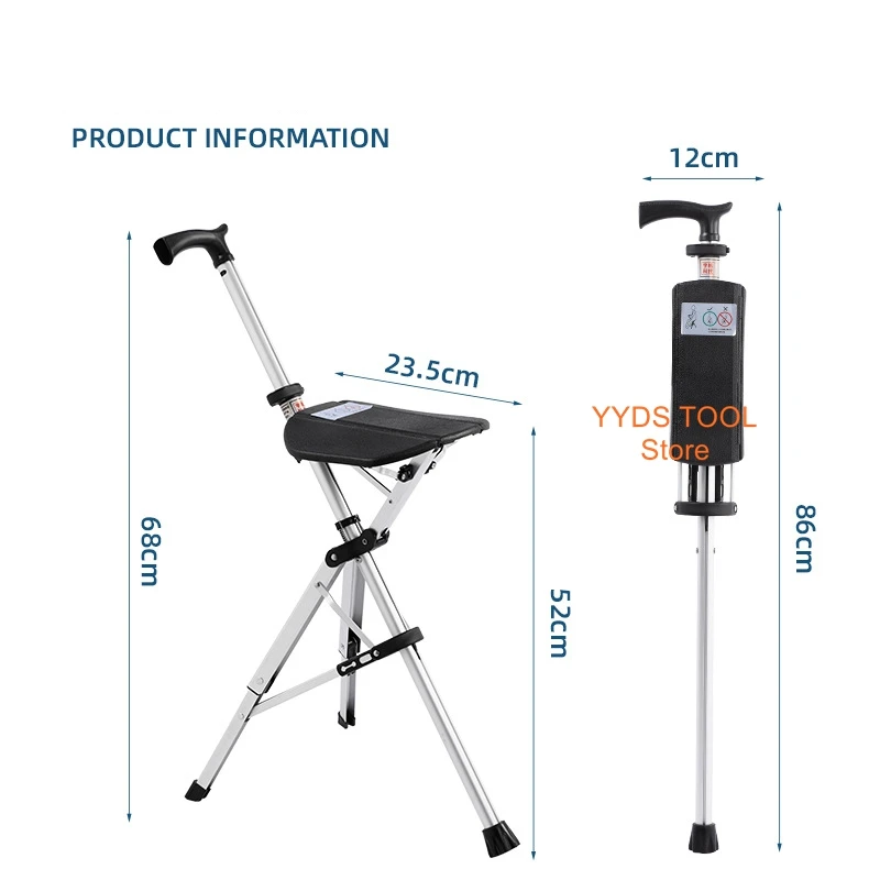 

Folding Portable Walking Stick Chair for Seniors: One-Touch Opening, Lightweight Outdoor Hiking Chair