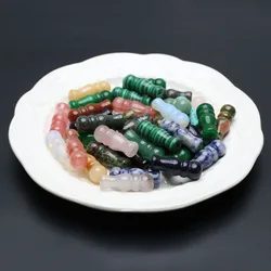 10PCS Wholesale Random Natural Stone Malachite Opal Bamboo Joint Pendant Beaded Jewelry Making DIY Necklace Accessories Gift
