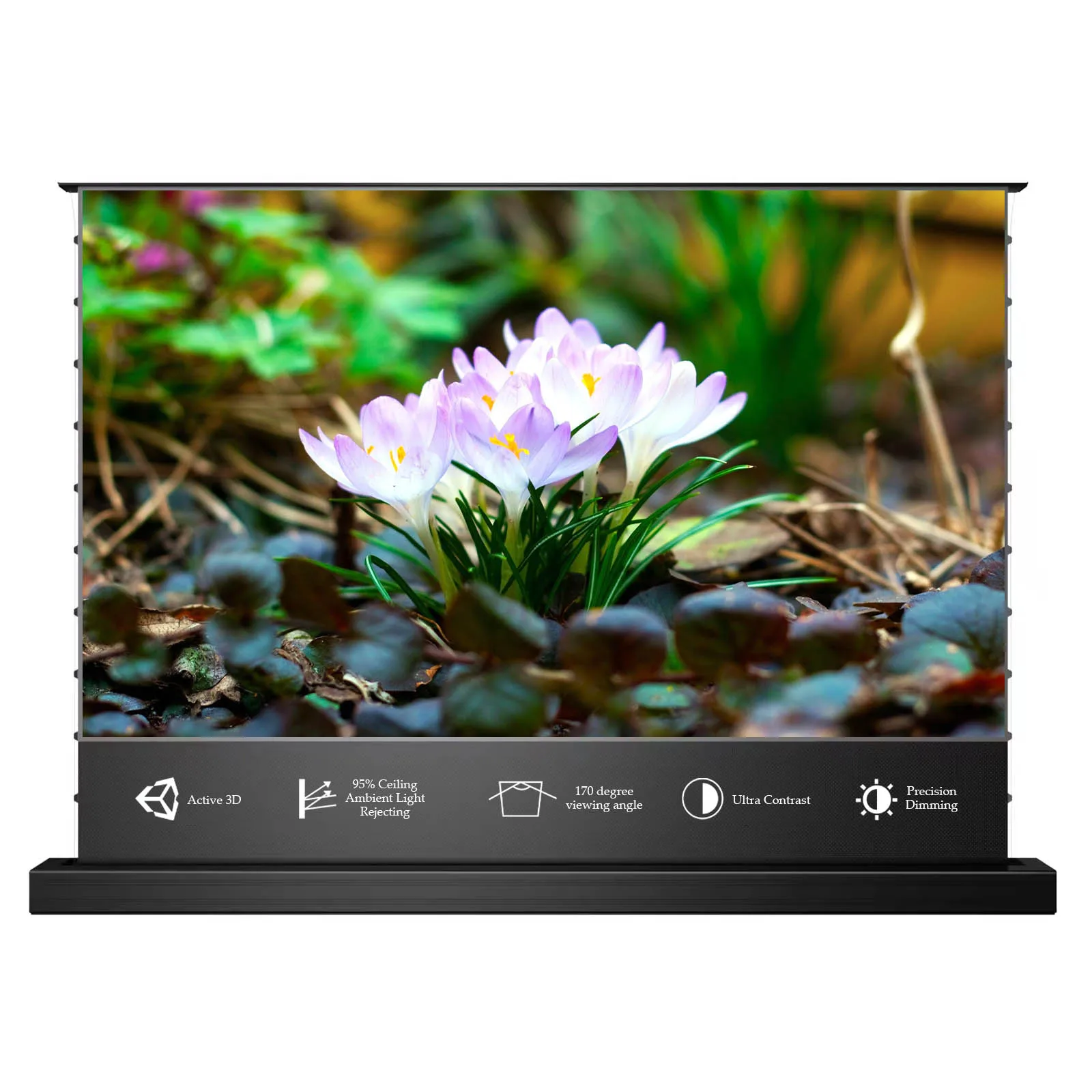 

2024 MAX 4K Black Diamond 84 дюйма для проекционного экрана с большим расстоянием ALR для домашнего кинотеатра, офиса, моторизованного напольного подъемного лазерного телевизионного экрана