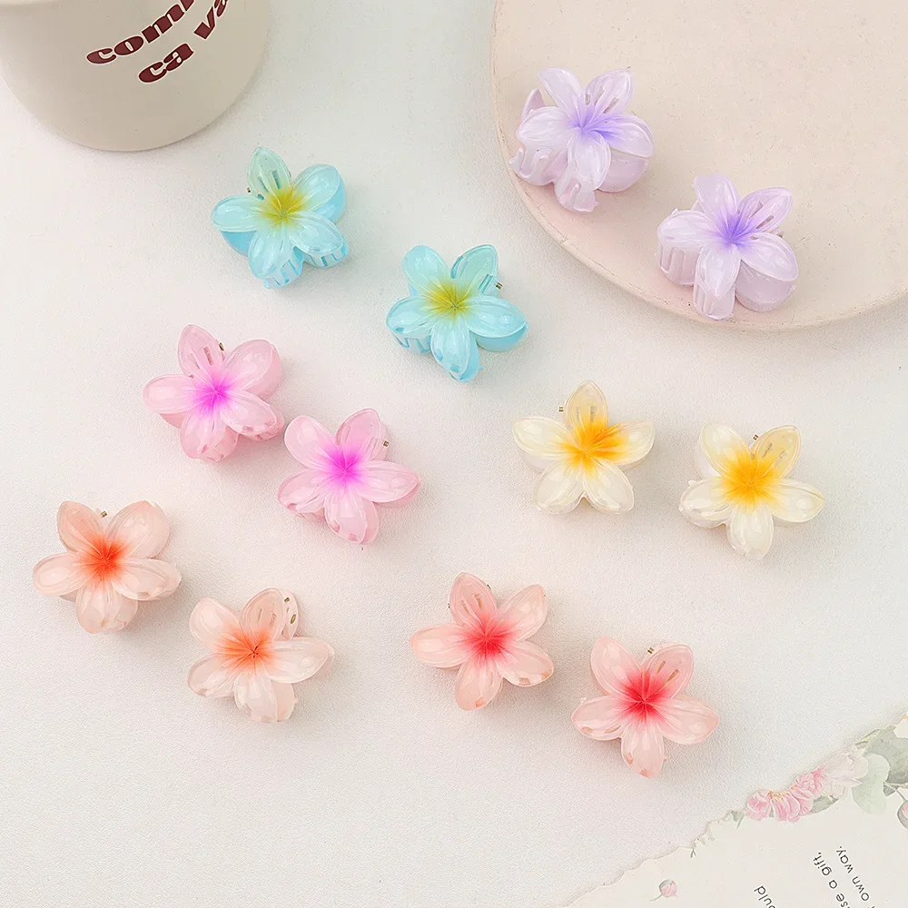 1Pc Cute Mini Flower Hair Claw Sweet Gradient Acrylic Hairpins For Women Girls Bangs Barrettes Hair Accessories Headwear Gifts